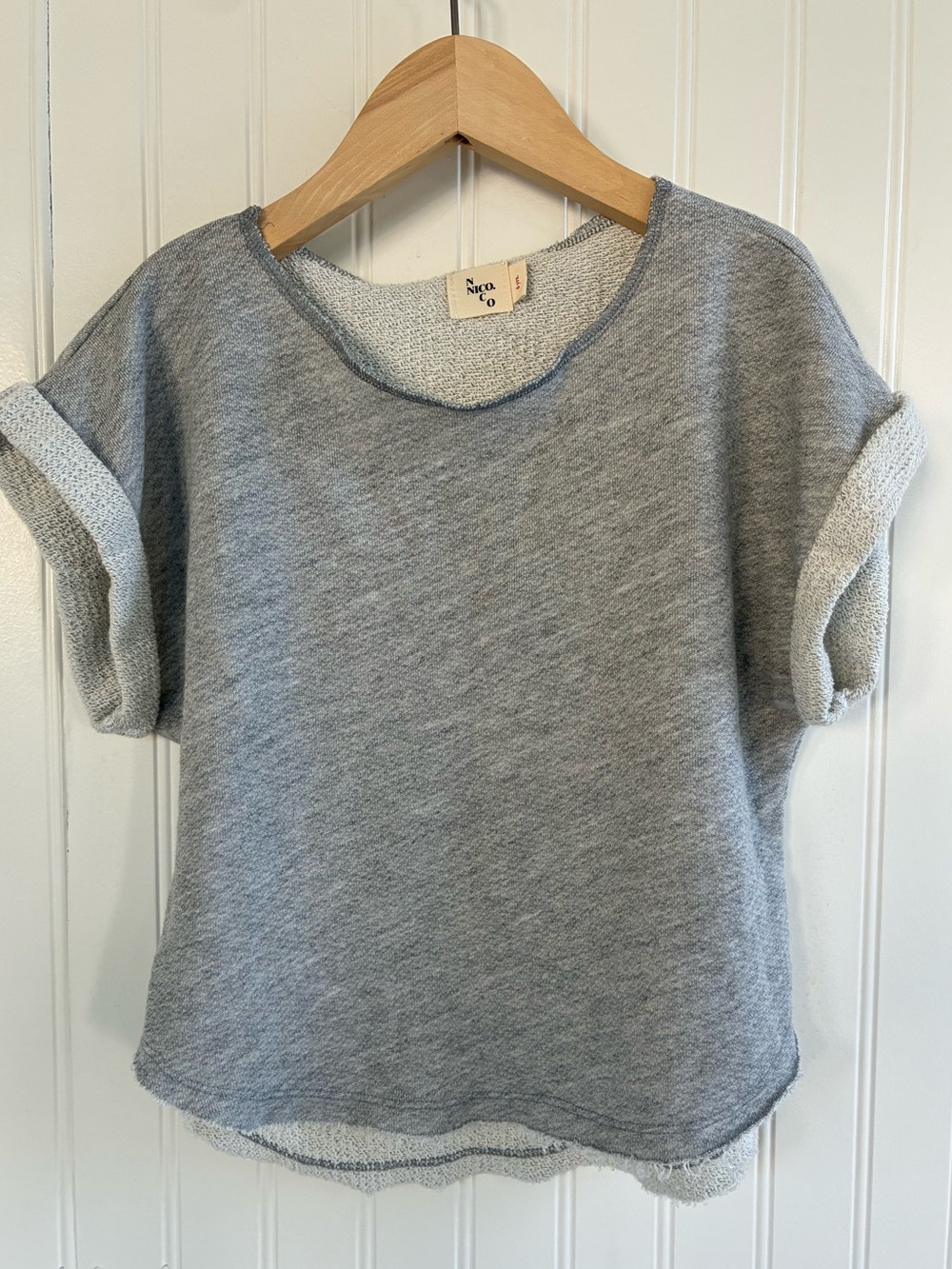 Kids Nico Nico Light Gray Short Sleeve Sweatshirt